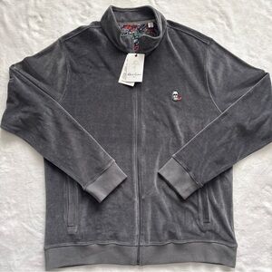 NWT Robert Graham Herbert Jacket Mens 2XL Classic Fit Gray Velour Zipper Casual